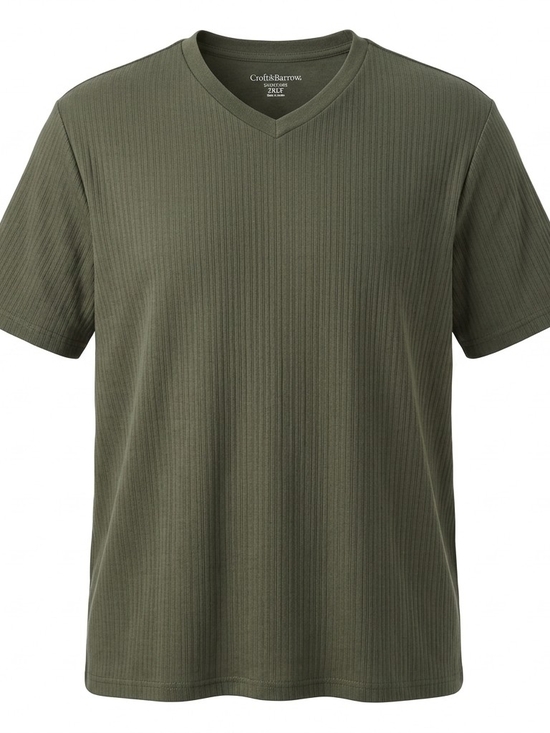 croft & barrow Other - Croft & Barrow Men's Ribbed V-Neck Shirt 3XL Olive Green Short Sleeve